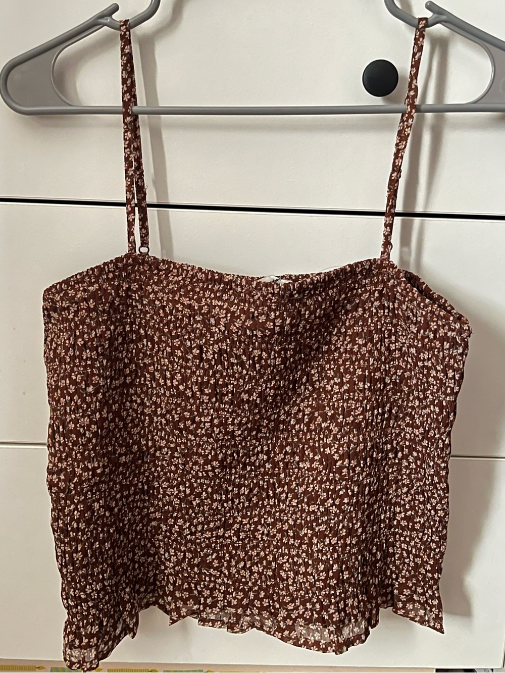 American Eagle Outfitters Brown Floral Smocked Cami